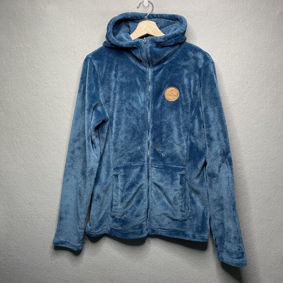 Roxy Womens Full Zip Plush Fleece Hoodie Jacket Blue L - Picture 1 of 7